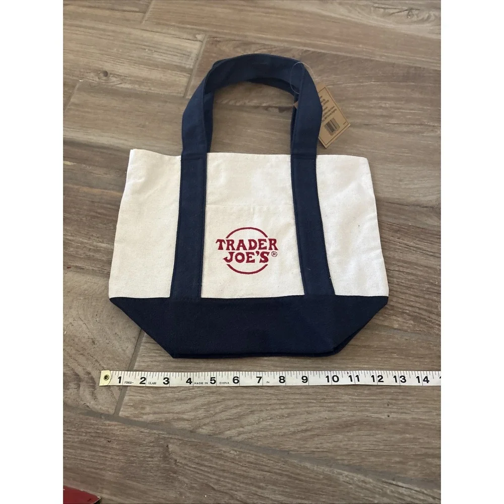 New With Tags Trader Joes Mini Tote Blue - Picture 6 of 6